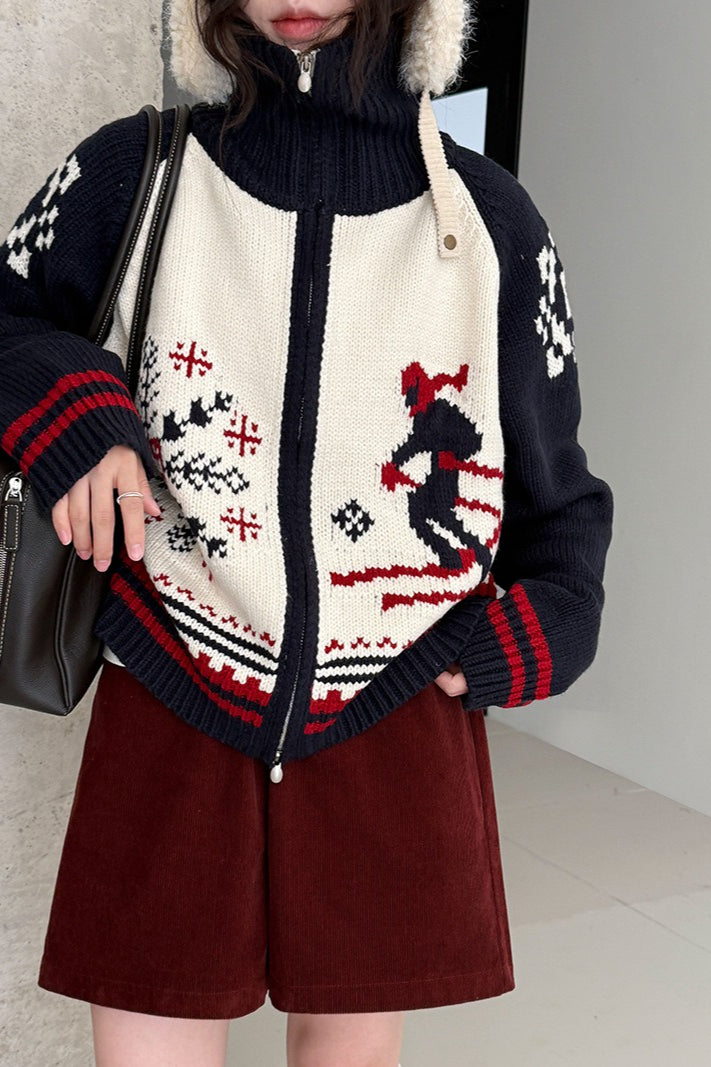 Retro Double Zip Cardigan