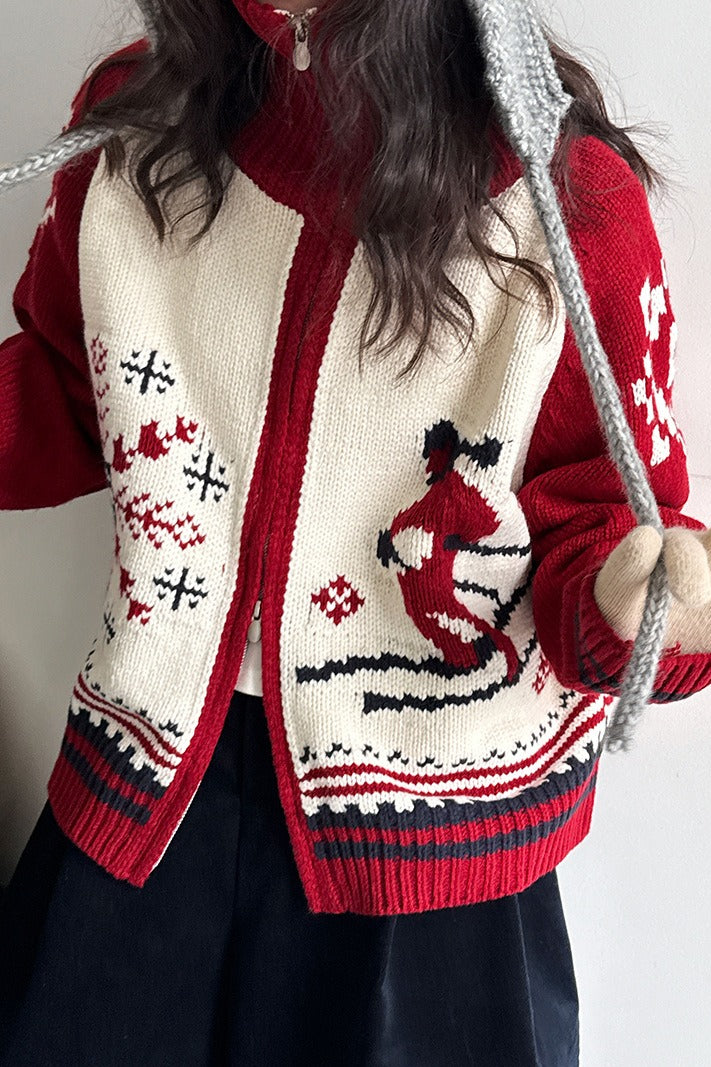 Retro Double Zip Cardigan