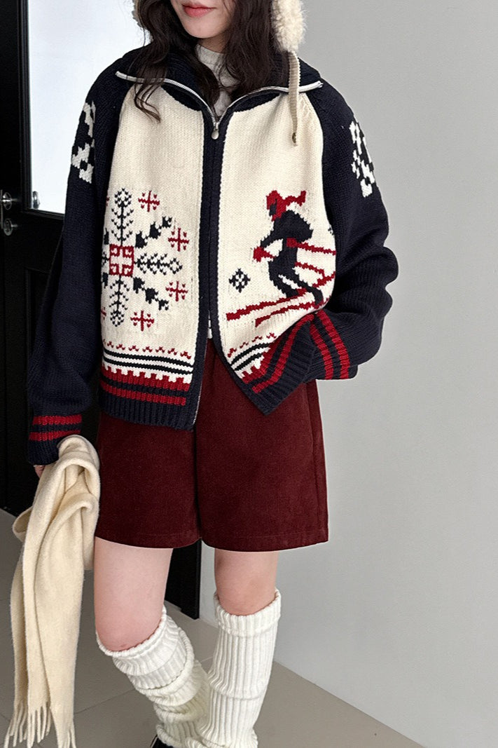 Retro Double Zip Cardigan